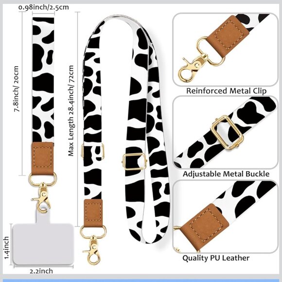 Crossbody Phone Lanyard ~ Cow Print - Picture 5 of 7